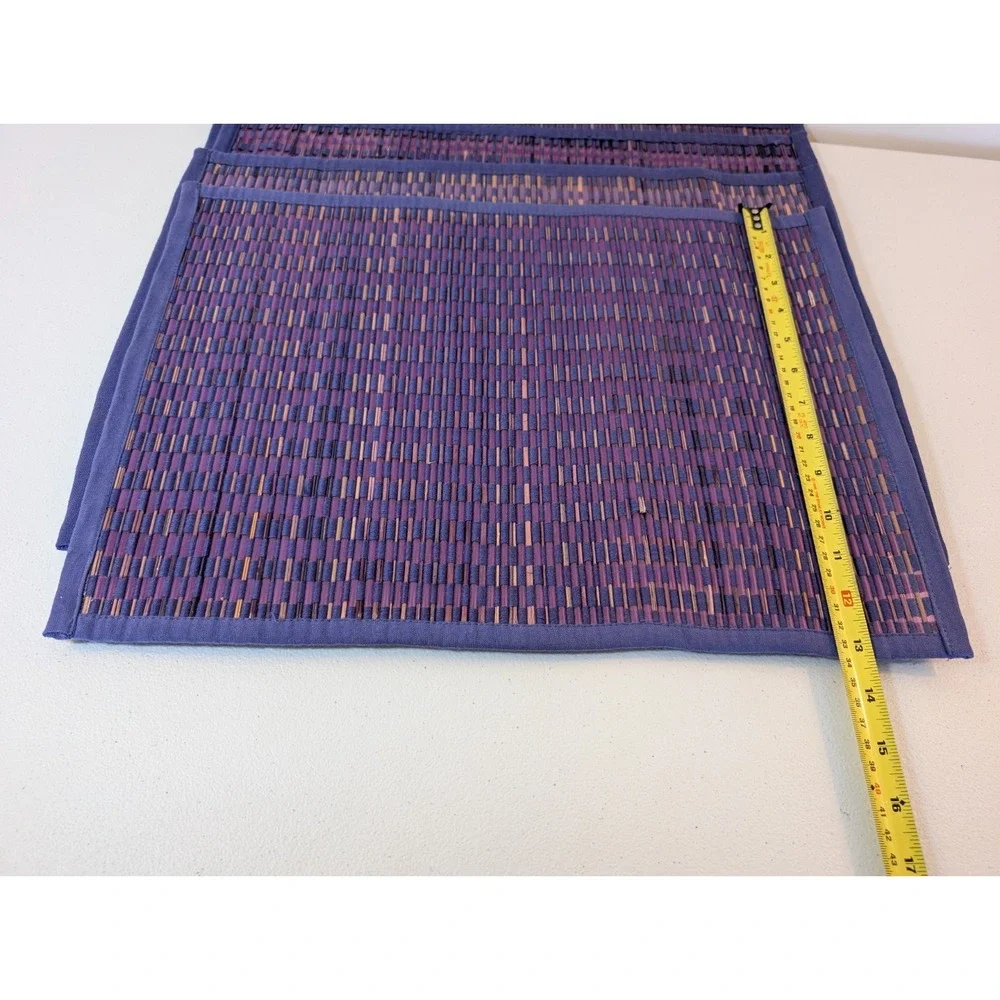 Living Quarters Woven Straw Placemats Purple Burgundy Set of 4 Made India